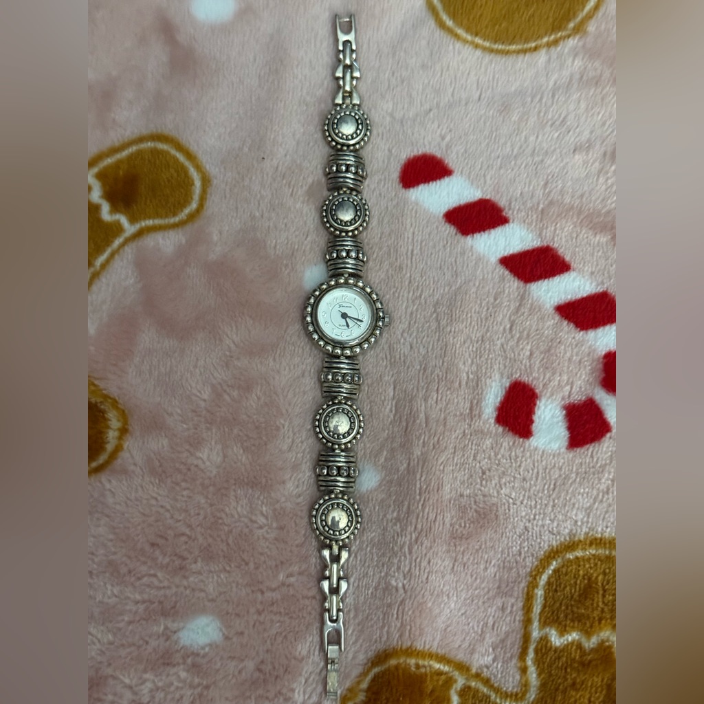 Geneva Silver Beaded Bracelet Watch Preowned Condition
